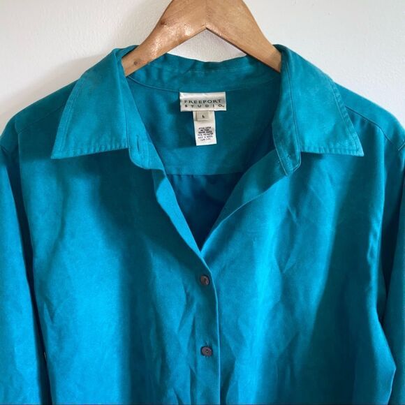 Vintage Freeport studio blue suede button up shirt - Picture 8 of 10